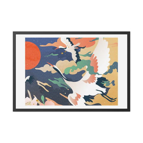 Pelican 2 - Elegant Crane Framed Poster - Serene Wall Art for Nature Lovers