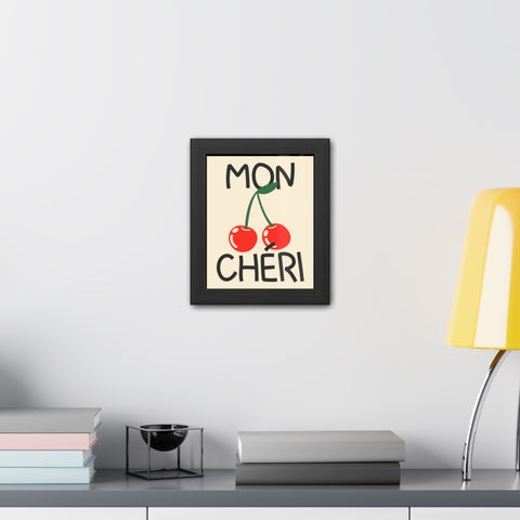 Mon Cheri Cherry Framed Poster - Fun Wall Art for Home Decor
