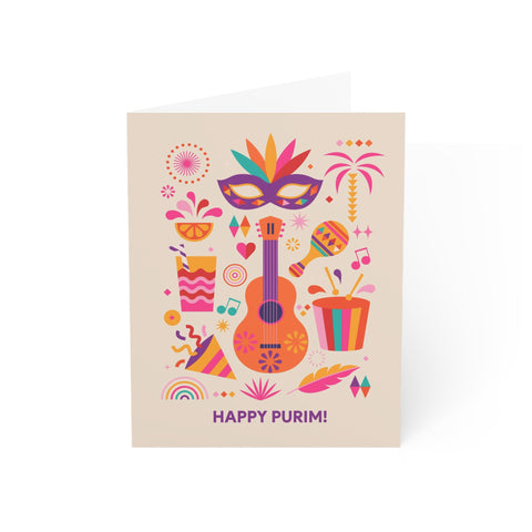 Purim Celebration Greeting Card — Holiday Greeting Card - Illustrated, Modern