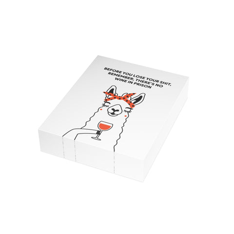 'Before you lose your shit, remember there's no wine in prison' Funny Llama Greeting Card – Humorous Greeting Card - Illustrated, Funny, Snarky, Modern