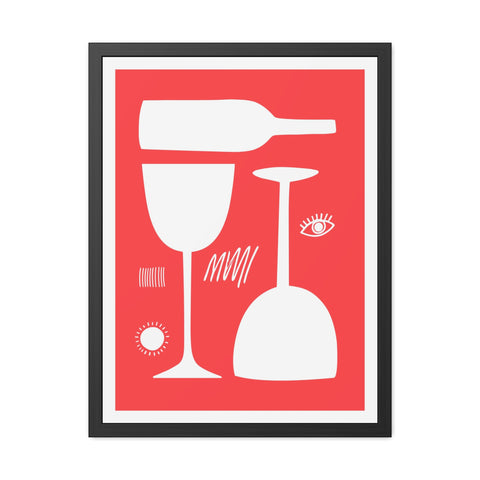 Wine Country 5 - Modern Abstract Framed Poster - Wine Glass & Bottle Art