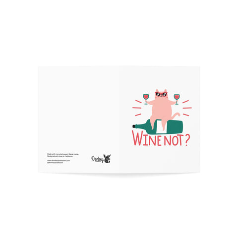 Wine Not? Cat Greeting Card — Friendship / Best Friend Greeting Card - Illustrated, Funny, Snarky, Modern