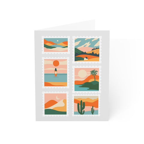 Scenic Stamp Collage Greeting Cards — Abstract Greeting Card - Illustrated, Beautiful, Modern