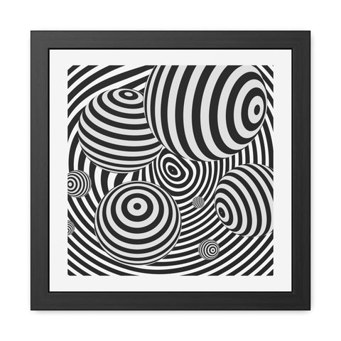 Stark 4 - Modern Abstract Framed Poster - Striking Black and White Spiral Design
