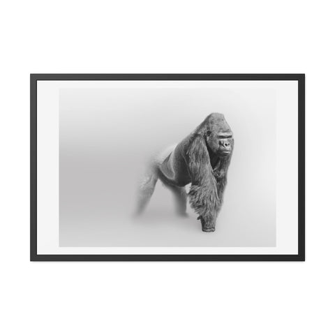 Majestic Gorilla Framed Poster | Monochrome Wall Art for Animal Lovers