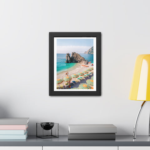 Coastal Beach Umbrellas - Framed Poster Art - Bright Summer Vibes