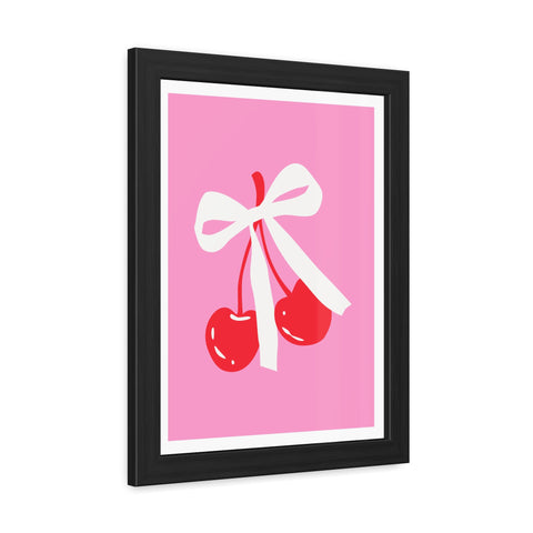 Lovin' 3 - Sweet Cherry Bow Framed Poster - Cute Home Decor for Vibrant Spaces