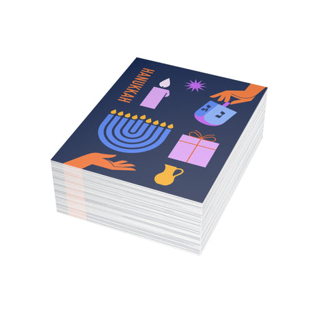 Hanukkah Icons Greeting Card — Hanukkah Holiday Greeting Card - Illustrated, Modern