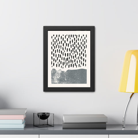 Ink Block 2 - Modern Minimalist Framed Poster - Black and White Abstract Art for Home Décor