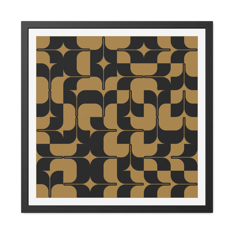 Streaks - Modern Geometric Framed Poster - Black & Gold Abstract Wall Art