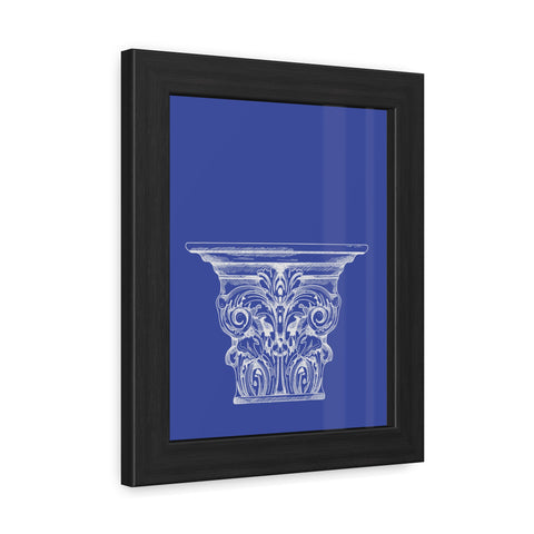 Greeked Out 1 - Elegant Architectural Framed Poster - Classic Column Design on Bold Blue Background