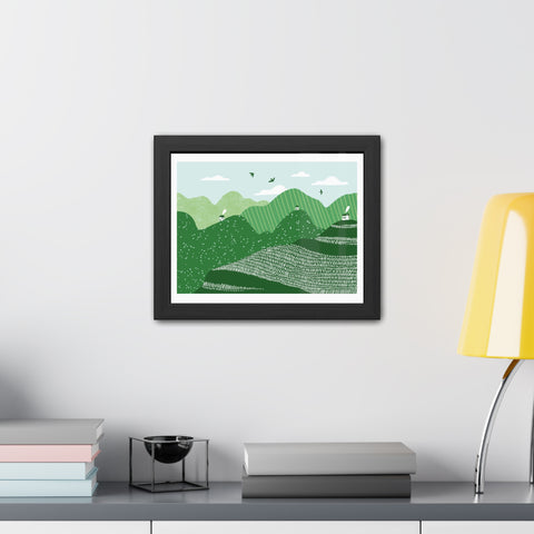 Greenscape - Serene Green Landscape Framed Poster - Nature Wall Art for Home Decor