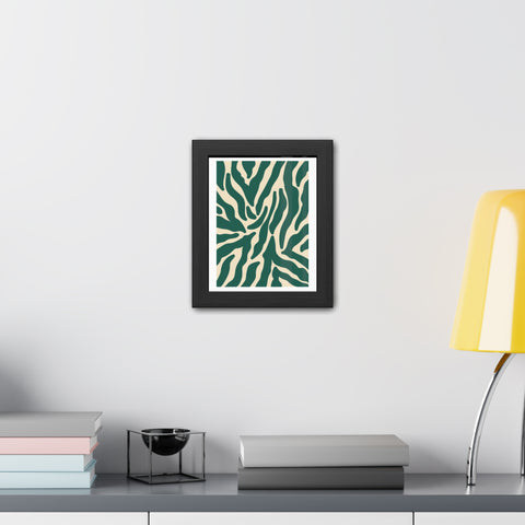Natural formation 4- Modern Abstract Framed Poster - Green and Beige Wave Pattern Art for Home Decor