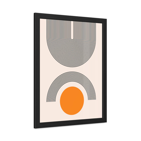 Brenda 2 - Modern Geometric Framed Poster - Minimalist Wall Art with Orange Circle