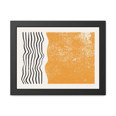 Ink Stamp 8 - Modern Abstract Framed Poster - Orange & Black Art for Home Decor