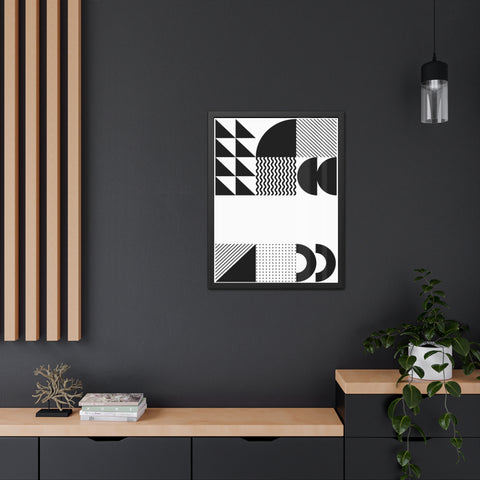 Modernica 6 - Modern Abstract Framed Poster - Black and White Geometric Wall Art