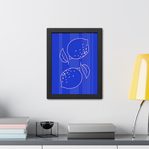When life gives you lemons 1 - Citrus Lemon Framed Poster - Bright Blue Wall Art for Kitchen Decor