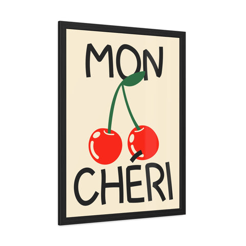 Mon Cheri Cherry Framed Poster - Fun Wall Art for Home Decor