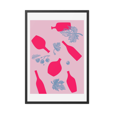 Sonoma 2 - Stylish Framed Art Print: Vibrant Bottles & Leaves Design for Home Decor