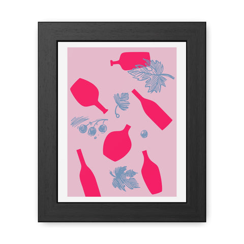 Sonoma 2 - Stylish Framed Art Print: Vibrant Bottles & Leaves Design for Home Decor