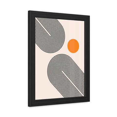 Brenda 1 - Modern Abstract Framed Poster with Geometric Design and Orange Accent