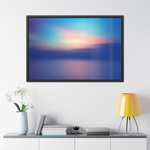 Ariel Sunset - Calming Framed Poster - Abstract Blue and Pink Wall Art for Home Decor