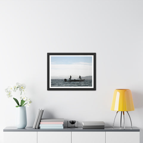 Fishing Boat - Silhouette Framed Poster - Perfect for Outdoor Enthusiasts and Home Decor