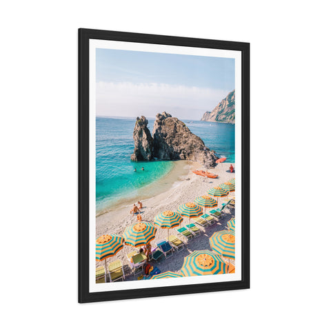 Coastal Beach Umbrellas - Framed Poster Art - Bright Summer Vibes