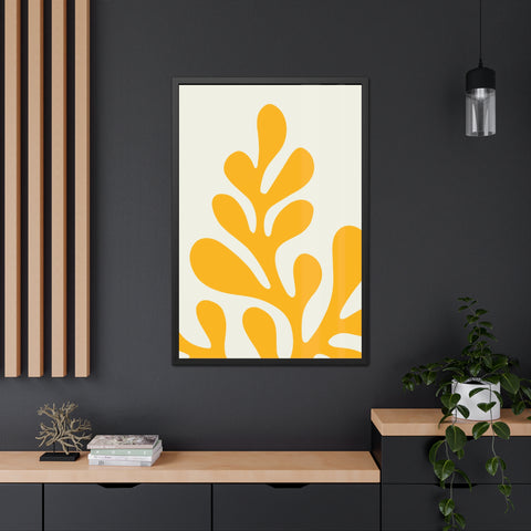 Stratica 1 - Modern Abstract Framed Poster – Yellow Organic Design for Home Decor