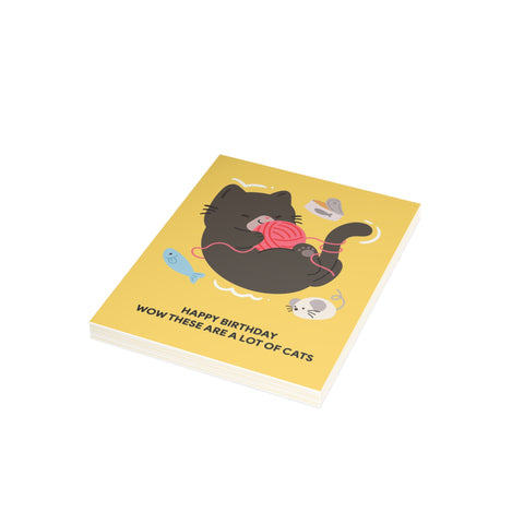 Happy Birthday Wow These ara a lot of cats — Birthday Greeting Card - Illustrated, Funny, Snarky, Modern