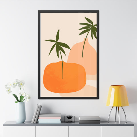 Agora 2 - Modern Framed Poster - Abstract Palm and Fruit Design for Home Decor