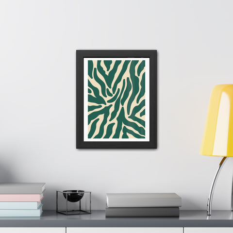 Natural formation 4- Modern Abstract Framed Poster - Green and Beige Wave Pattern Art for Home Decor