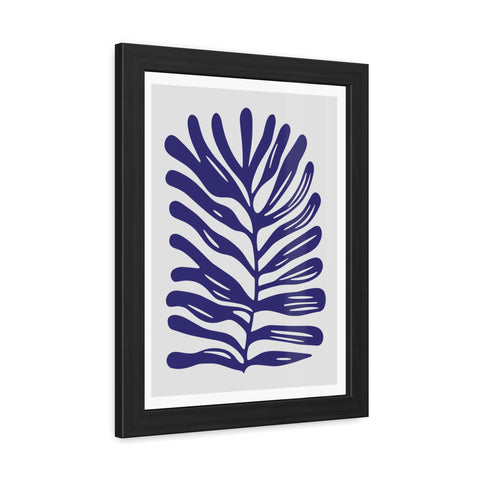 Stratica 4 - Modern Botanical Framed Poster - Navy Leaf Design