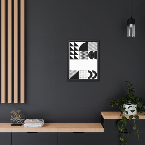 Modernica 6 - Modern Abstract Framed Poster - Black and White Geometric Wall Art