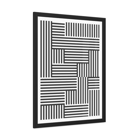 Gridline 4 - Modern Black and White Framed Poster - Minimalist Geometric Wall Art for Home Decor