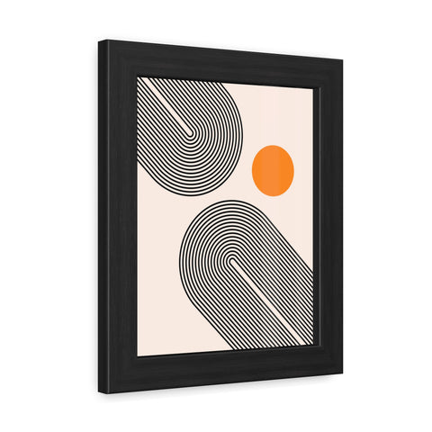 Brenda 1 - Modern Abstract Framed Poster with Geometric Design and Orange Accent