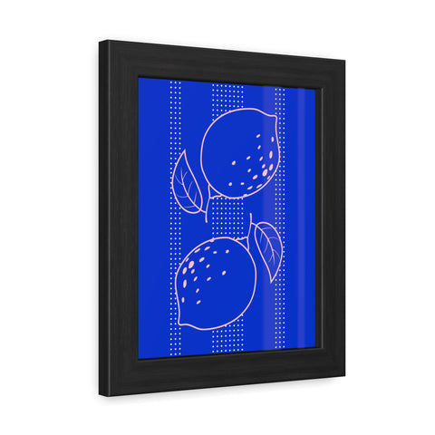 When life gives you lemons 1 - Citrus Lemon Framed Poster - Bright Blue Wall Art for Kitchen Decor