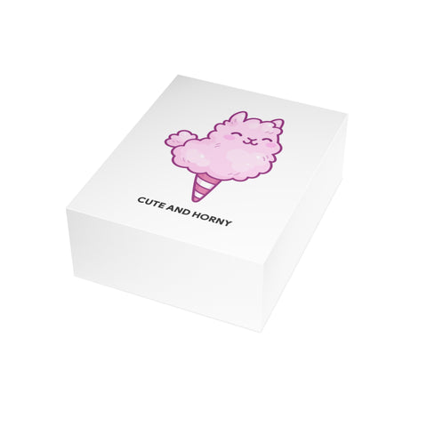 'Cute and Horny' Pink Cotton Candy Llama Greeting Card — Humorous Greeting Card - Illustrated, Funny, Snarky, Modern