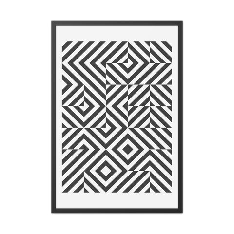 Gridline 2 - Modern Framed Poster | Black and White Geometric Art for Home Decor