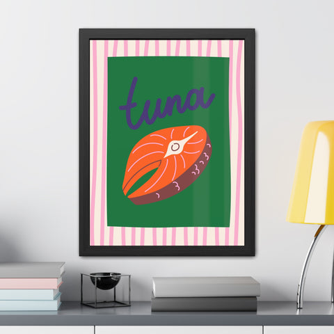 Whimsical Tuna Framed Poster - Fun Kitchen Decor for Seafood Lovers