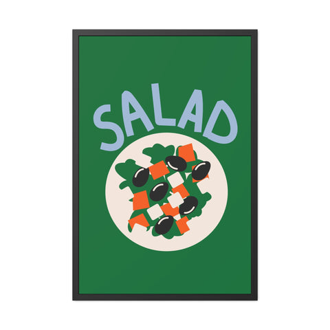 Whimsical Salad Framed Poster - Fun Kitchen Decor for Food Lovers