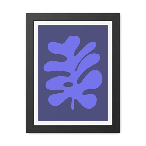Stratica 7 - Modern Botanical Framed Poster - Abstract Blue Leaf Design for Home Decor