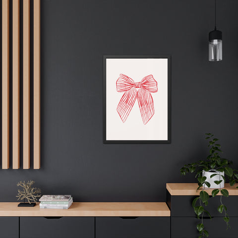 With a bow 1 - Elegant Red Ribbon Framed Poster | Holiday Decor & Gift