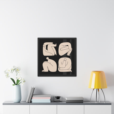 Boxed - Modern Minimalist Framed Art Poster - Abstract Human Figures