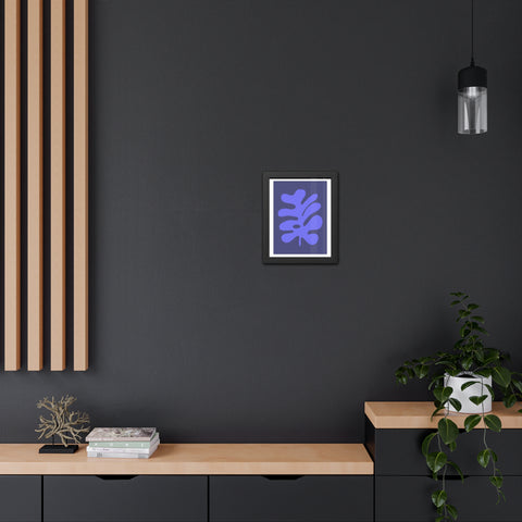 Stratica 7 - Modern Botanical Framed Poster - Abstract Blue Leaf Design for Home Decor