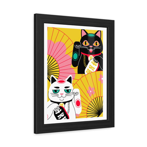 Japanese Garden 4 - Colorful Cat Framed Posters - Lucky Charm Wall Art for Cat Lovers
