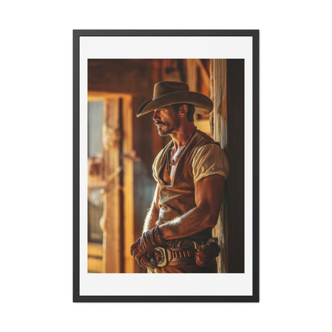 Cowboy 1 - Rustic Western Framed Poster - Cowboy Wall Art for Home Decor