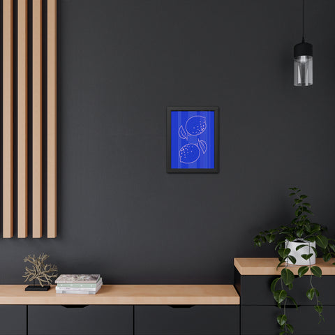 When life gives you lemons 1 - Citrus Lemon Framed Poster - Bright Blue Wall Art for Kitchen Decor