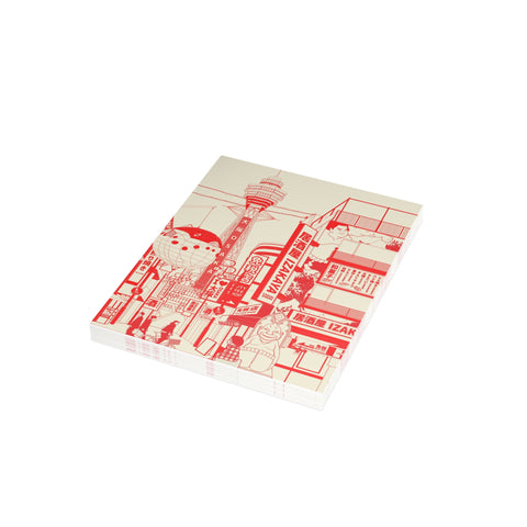 Red Osaka Street Scene Greeting Card — Japan / Abstract Greeting Card - Illustrated, beautiful, any occasion