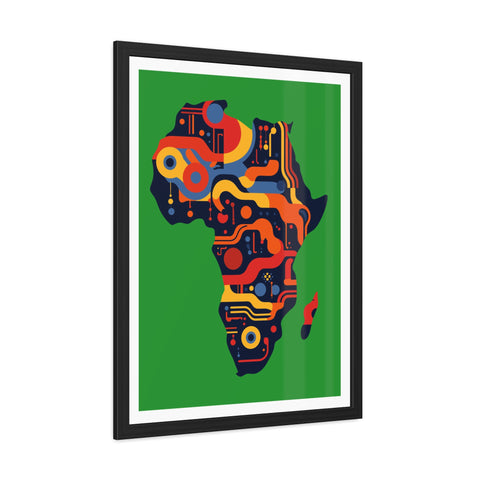 Africa 3 - Colorful African Map Framed Poster - Tech-Inspired Art for Modern Decor